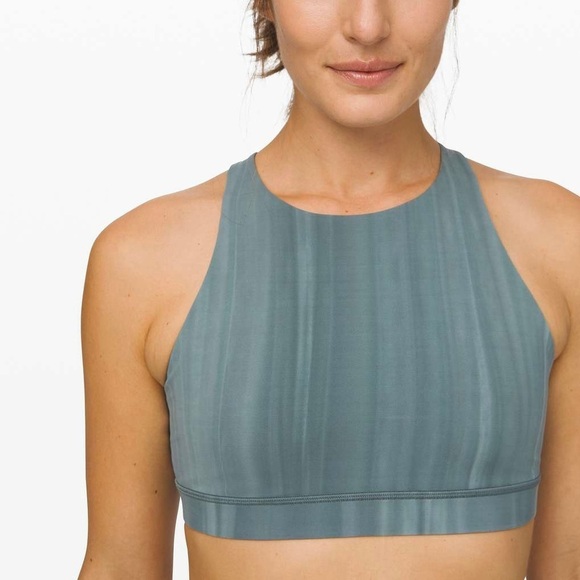 Lululemon Energy Bra *High Neck, Linear Spray Dye White Deep Ocean - Picture 6 of 7